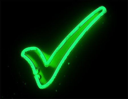 3d render neon green check icon isolated on black background Foto de stock - Super Valor sin royalties y Suscripción, Código: 400-08622917