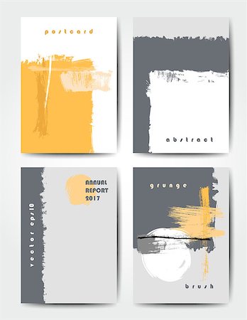 simsearch:400-08617908,k - Modern grunge brush postcard template, art vector cards design in bright colors Foto de stock - Super Valor sin royalties y Suscripción, Código: 400-08623034