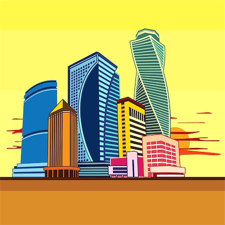 simsearch:400-07033344,k - Cityscape of tall buildings. Graphics vector image. Foto de stock - Super Valor sin royalties y Suscripción, Código: 400-08623078