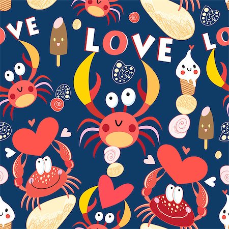 simsearch:400-07171376,k - Seamless jolly pattern with crabs in love on a dark background Stockbilder - Microstock & Abonnement, Bildnummer: 400-08623182