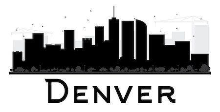 simsearch:400-08617294,k - Denver City skyline black and white silhouette. Vector illustration. Simple flat concept for tourism presentation, banner, placard or web site. Business travel concept. Cityscape with landmarks Stock Photo - Budget Royalty-Free & Subscription, Code: 400-08623307