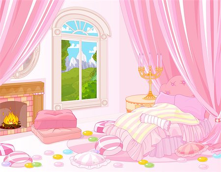 Illustration of fairytale bedroom Stock Photo - Budget Royalty-Free & Subscription, Code: 400-08623350