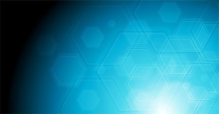 simsearch:400-08135278,k - Geometric hexagon elements on blue background. Vector technology illustration with gradient light effect Stock Photo - Budget Royalty-Free & Subscription, Code: 400-08623398