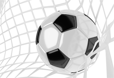 simsearch:400-08372849,k - Soccer ball in white net. Goal action as a symbol of competition and scoring. 3D illustration Stock Photo - Budget Royalty-Free & Subscription, Code: 400-08623417