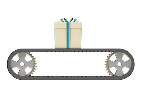 Black conveyer belt and gift as a symbol of manufacturing in christmas time. 3D illustration Stock Photo - Budget Royalty-Free & Subscription, Code: 400-08623438