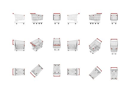 simsearch:400-08899989,k - empty supermarket carts with red plastic handles, different view, 3D Rendering Stockbilder - Microstock & Abonnement, Bildnummer: 400-08623431