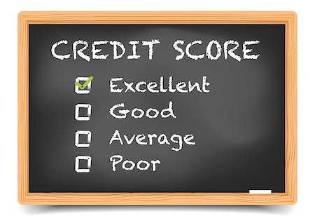 student loan - detailed illustration of checkboxes with Credit Score Rating Excellent on a blackboard, eps10 vector, gradient mesh included Stock Photo - Budget Royalty-Free & Subscription, Code: 400-08623547