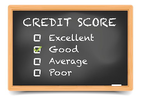 student loans - detailed illustration of checkboxes with Credit Score Rating Good on a blackboard, eps10 vector, gradient mesh included Stock Photo - Budget Royalty-Free & Subscription, Code: 400-08623548