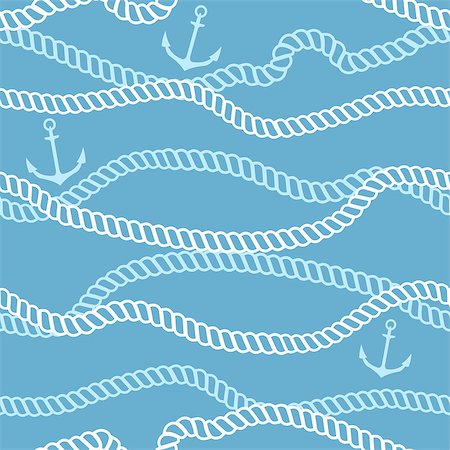 Seamless vector pattern with marine rope and anchors on blue background. Stock Photo - Budget Royalty-Free & Subscription, Code: 400-08623543