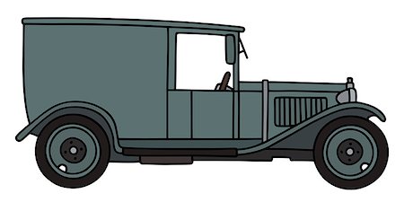 simsearch:400-08966942,k - Hand drawing of a vintage gray delivery vehicle - not a real type Stock Photo - Budget Royalty-Free & Subscription, Code: 400-08623685