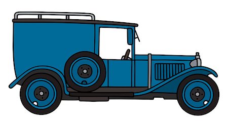 simsearch:400-08966942,k - Hand drawing of a vintage blue delivery vehicle - not a real type Stock Photo - Budget Royalty-Free & Subscription, Code: 400-08623698