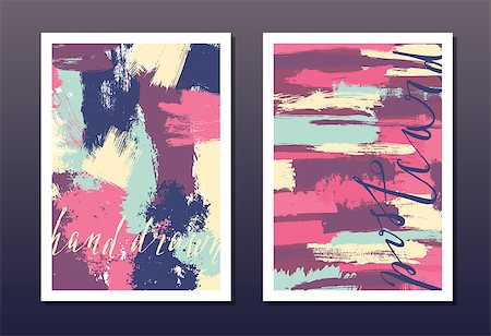 simsearch:400-08617908,k - Modern grunge brush design templates, wedding invitation, postcard, art vector cards design in bright colors Foto de stock - Super Valor sin royalties y Suscripción, Código: 400-08623891