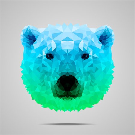 simsearch:400-08653412,k - Polar bear low poly portrait. Symmetric blue - green gradient. Abstract polygonal illustration. Stock Photo - Budget Royalty-Free & Subscription, Code: 400-08623920