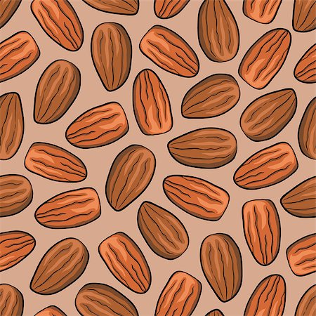egnismoore (artist) - Almond nut seamless vector background seeds of the tree Photographie de stock - Aubaine LD & Abonnement, Code: 400-08630012