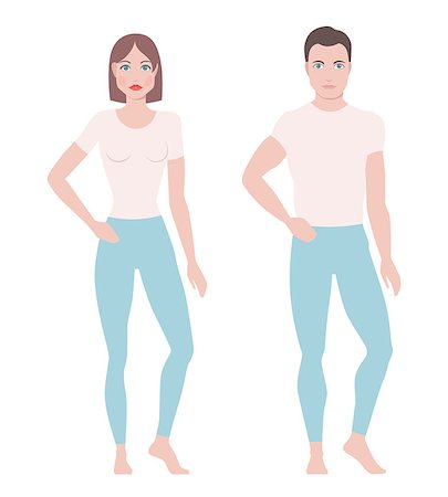 Vector illustration of man and woman figures standing in simple clothes, model figures, abstract people Stock Photo - Budget Royalty-Free & Subscription, Code: 400-08630130