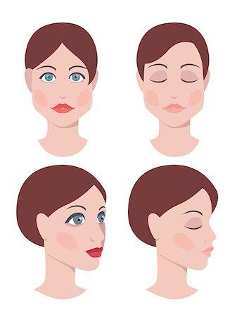 Vector illustration of pretty woman face, front and profile view, beauty concept Stock Photo - Budget Royalty-Free & Subscription, Code: 400-08630131