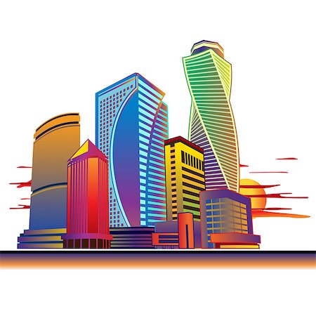 simsearch:400-07033344,k - Cityscape of tall buildings. Graphics vector image. Foto de stock - Royalty-Free Super Valor e Assinatura, Número: 400-08630206