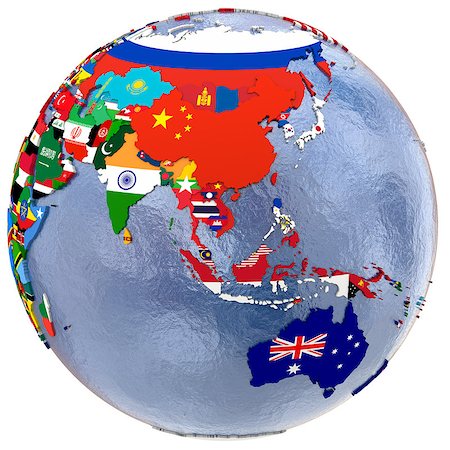 simsearch:400-08645884,k - Political map of southeast Asia and Australia with each country represented by its national flag. Foto de stock - Super Valor sin royalties y Suscripción, Código: 400-08645771