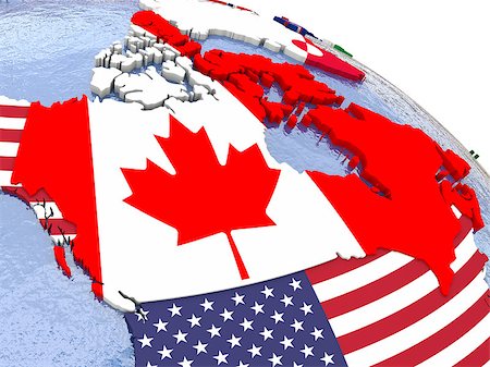 simsearch:400-08618138,k - Canada - political map of Canada and surrounding region with each country represented by its national flag. Foto de stock - Super Valor sin royalties y Suscripción, Código: 400-08645786