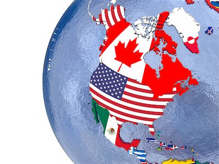 simsearch:400-08618128,k - Political map of north America with each country represented by its national flag. Photographie de stock - Aubaine LD & Abonnement, Code: 400-08645780