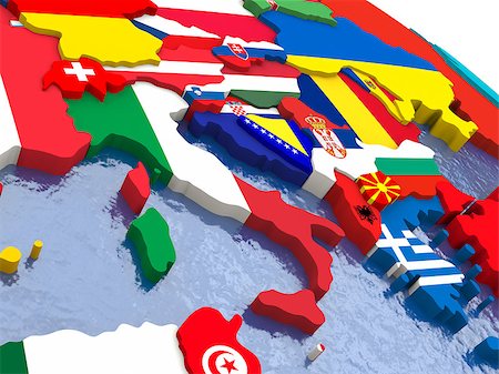 Italy - political map of Italy and surrounding region with each country represented by its national flag. Foto de stock - Super Valor sin royalties y Suscripción, Código: 400-08645783