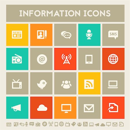 simsearch:400-08696973,k - Modern flat design multicolored information icons collection Fotografie stock - Microstock e Abbonamento, Codice: 400-08645864