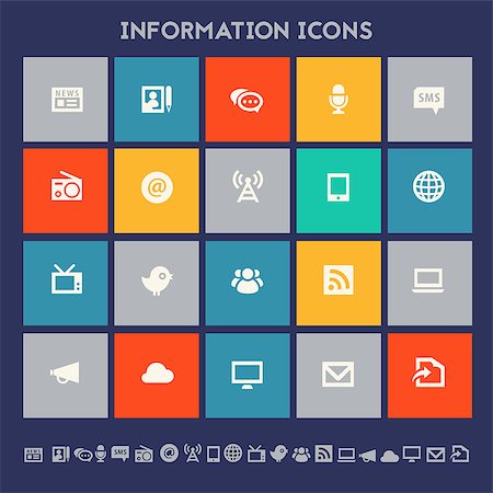 simsearch:400-08696973,k - Modern flat design multicolored information icons collection Fotografie stock - Microstock e Abbonamento, Codice: 400-08645865