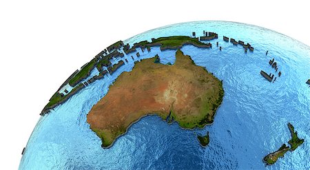 simsearch:400-08645884,k - Australia on detailed model of planet Earth with continents lifted above blue ocean waters. Elements of this image furnished by NASA. Foto de stock - Super Valor sin royalties y Suscripción, Código: 400-08645876