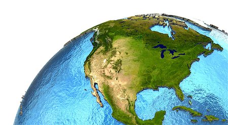 simsearch:400-08048154,k - North America on detailed model of planet Earth with continents lifted above blue ocean waters. Elements of this image furnished by NASA. Photographie de stock - Aubaine LD & Abonnement, Code: 400-08645877