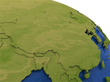 simsearch:400-08645884,k - China on detailed model of planet Earth with visible country borders on green land and waves on the ocean waters. Foto de stock - Super Valor sin royalties y Suscripción, Código: 400-08645871
