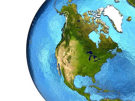 simsearch:400-08645884,k - North America on detailed model of planet Earth with continents lifted above blue ocean waters. Elements of this image furnished by NASA. Foto de stock - Super Valor sin royalties y Suscripción, Código: 400-08645889