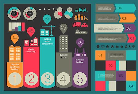 simsearch:400-08750925,k - Flat ui design futuristic eco city infographics template with steps option banners collection Stock Photo - Budget Royalty-Free & Subscription, Code: 400-08645913