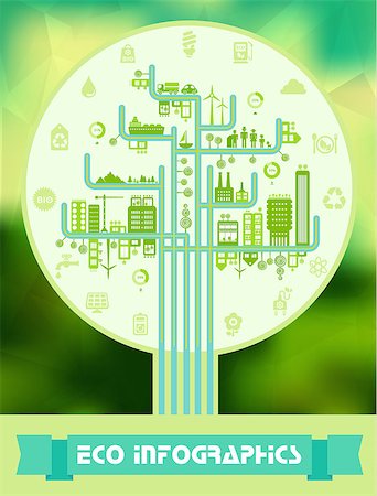 environmental business illustration - Flat style design futuristic eco city infographic Photographie de stock - Aubaine LD & Abonnement, Code: 400-08645945