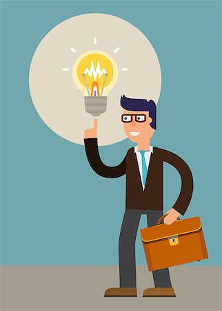 A new idea of a businessman. Vector cartoon character illustration Stock Photo - Budget Royalty-Free & Subscription, Code: 400-08645965