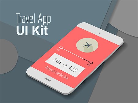 simsearch:400-08645953,k - 3d isometric material design travel app mobile UI mock up, on trendy material background Stock Photo - Budget Royalty-Free & Subscription, Code: 400-08645975