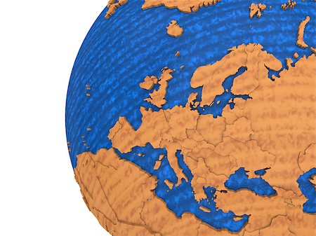 simsearch:400-08647808,k - Europe on wooden model of planet Earth with embossed continents and visible country borders. 3D rendering. Stock Photo - Budget Royalty-Free & Subscription, Code: 400-08645996