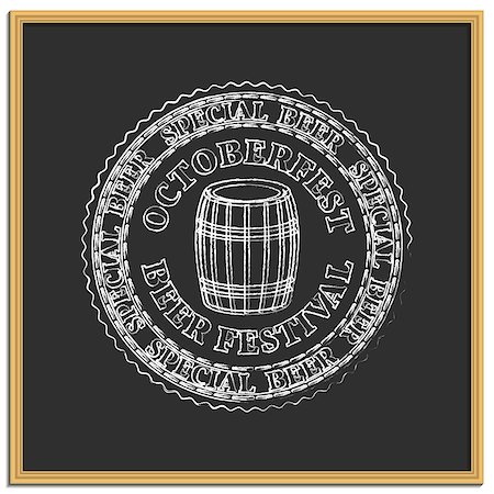 Emblem Beer Festival Oktoberfest drawn  in chalk on a black background, part two, vector illustration. Stockbilder - Microstock & Abonnement, Bildnummer: 400-08646048