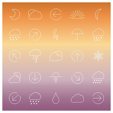 simsearch:400-05741765,k - Icons of the weather thin lines, vector illustration. Stock Photo - Budget Royalty-Free & Subscription, Code: 400-08646055