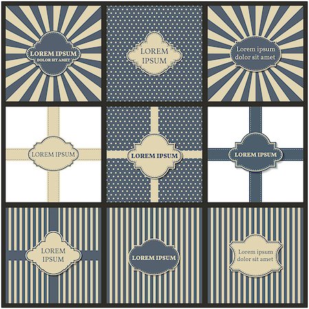 Set of nine different backgrounds with vintage frame for your text, vector illustration. Stockbilder - Microstock & Abonnement, Bildnummer: 400-08646092