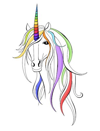 simsearch:400-08015077,k - vector illustration with an rainbow unicorn Foto de stock - Super Valor sin royalties y Suscripción, Código: 400-08646127