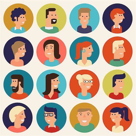 simsearch:400-07954648,k - Vector set of material cartoon avatars. Characters for web Stock Photo - Budget Royalty-Free & Subscription, Code: 400-08646142