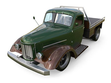 simsearch:400-08574227,k - Old restored pickup. Pick-up in the style of hot rod. 3d illustration Photographie de stock - Aubaine LD & Abonnement, Code: 400-08646178