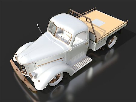 simsearch:400-08574227,k - Old restored pickup. Pick-up in the style of hot rod. 3d illustration. White car on a black background Photographie de stock - Aubaine LD & Abonnement, Code: 400-08646187