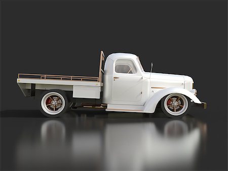 simsearch:400-08574227,k - Old restored pickup. Pick-up in the style of hot rod. 3d illustration. White car on a black background Photographie de stock - Aubaine LD & Abonnement, Code: 400-08646189