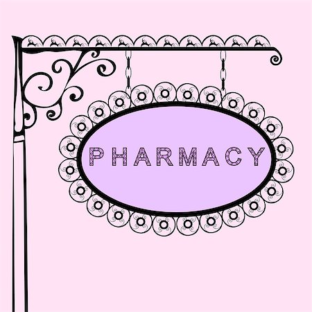 pharmacy Retro vintage street sign. Vector illustration of the sign. Background with text Stock Photo - Budget Royalty-Free & Subscription, Code: 400-08646323