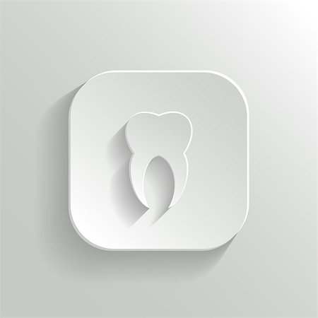 Tooth icon - vector white app button with shadow Photographie de stock - Aubaine LD & Abonnement, Code: 400-08646346