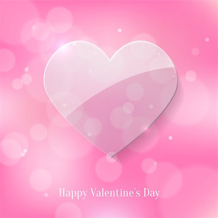 simsearch:400-08929960,k - Glass Heart on Pink Bokeh Background. Valentines Day Card Photographie de stock - Aubaine LD & Abonnement, Code: 400-08646432