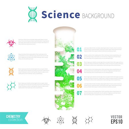 Chemistry science concept design template for infographics. Watercolor green bubbles in test tube. Stock Photo - Budget Royalty-Free & Subscription, Code: 400-08646458