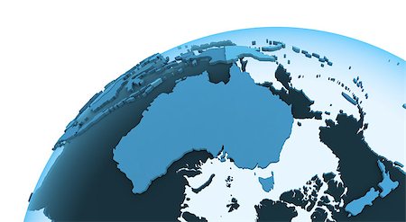 simsearch:400-08618138,k - Australia on translucent model of planet Earth with visible continents blue shaded countries. 3D rendering. Photographie de stock - Aubaine LD & Abonnement, Code: 400-08646542