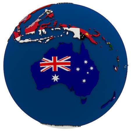 simsearch:400-08618138,k - Political map of Australia with each country represented by its national flag.  3D Illustration isolated on white background. Photographie de stock - Aubaine LD & Abonnement, Code: 400-08646566